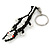Black/ White Glass Bead Crocodile Keyring/ Bag Charm - 17cm Length
