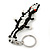 Black/ White Glass Bead Crocodile Keyring/ Bag Charm - 17cm Length - view 5
