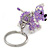 Lavender/ White Glass Bead Scottie Dog Keyring/ Bag Charm - 8cm L
