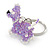 Lavender/ White Glass Bead Scottie Dog Keyring/ Bag Charm - 8cm L - view 2