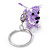 Lavender/ White Glass Bead Scottie Dog Keyring/ Bag Charm - 8cm L - view 3