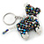 Peacock/ Transparent Glass Bead Scottie Dog Keyring/ Bag Charm - 8cm L - view 3