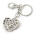 Rhodium Plated Red Crystal Puffed Heart Keyring/ Bag Charm - 100mm L - view 4