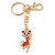 Clear/ Red Austrian Crystal Queen Kitty Keyring/ Bag Charm In Gold Tone - 11cm L - view 3