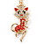Clear/ Red Austrian Crystal Queen Kitty Keyring/ Bag Charm In Gold Tone - 11cm L - view 2