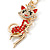 Clear/ Red Austrian Crystal Queen Kitty Keyring/ Bag Charm In Gold Tone - 11cm L - view 5