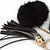 Black Faux Fur Pom-Pom and Dark Grey Metallic Faux Leather Tassel Gold Tone Key Ring/ Bag Charm - 21cm L - view 3