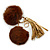 Chocolate Brown Faux Fur Pom-Pom and Light Gold Metallic Faux Leather Tassel Gold Tone Key Ring/ Bag Charm - 21cm L - view 5