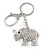 Clear Crystal Elephant Keyring/ Bag Charm In Silver Tone - 13cm L - view 2