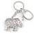 Clear Crystal Elephant Keyring/ Bag Charm In Silver Tone - 13cm L - view 5