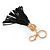Black Suede Leather Tassel with Gold Tone Crystal Royal Crown Motif Key Ring/ Bag Charm - 21cm L - view 3