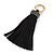 Black Suede Leather Crystal Tassel Gold Tone Key Ring/ Bag Charm - 17cm L