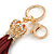 Oxblood Suede Leather Tassel with Gold Tone Crystal Royal Crown Motif Key Ring/ Bag Charm - 21cm L - view 2