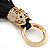 Black Suede Leather Tassel with Gold Tone Crystal Owl Motif Key Ring/ Bag Charm - 17cm L - view 4