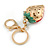 Red Crystal, Green Enamel Strawberry Keyring/ Bag Charm In Gold Tone Metal - 9cm L - view 4