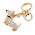 Clear Crystal Badger-Dog Keyring/ Bag Charm In Gold Tone Metal - 7cm L - view 4
