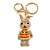 Clear/ Red/ Yellow Crystal Happy Easter Bunny Keyring/ Bag Charm In Gold Tone Metal - 10cm L - view 6