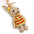 Clear/ Red/ Yellow Crystal Happy Easter Bunny Keyring/ Bag Charm In Gold Tone Metal - 10cm L - view 5