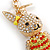 Clear/ Red/ Yellow Crystal Happy Easter Bunny Keyring/ Bag Charm In Gold Tone Metal - 10cm L - view 3