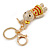 Clear/ Red/ Yellow Crystal Happy Easter Bunny Keyring/ Bag Charm In Gold Tone Metal - 10cm L - view 7