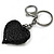 Hematite Crystal with White Enamel Bow Puffed Heart Keyring/ Bag Charm In Black Tone Metal - 10cm L - view 5