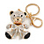 Clear/ Ab/ Black Crystal Teddy Bear with Bow Keyring/ Bag Charm In Gold Tone Metal - 9cm L - view 3