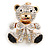 Clear/ Ab/ Black Crystal Teddy Bear with Bow Keyring/ Bag Charm In Gold Tone Metal - 9cm L - view 2