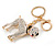 Clear Crystal Dog Keyring/ Bag Charm In Gold Tone Metal - 10cm L - view 2