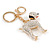 Clear Crystal Dog Keyring/ Bag Charm In Gold Tone Metal - 10cm L - view 3