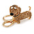 Light Topaz Crystal Badger-Dog Keyring/ Bag Charm In Gold Tone Metal - 7cm L