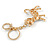 Clear Crystal White Enamel Cat Keyring/ Bag Charm In Gold Tone - 9cm L - view 4