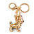 Dark Blue/ Orange Crystal Puppy of Sheep Dog Keyring/ Bag Charm In Gold Tone - 8cm L - view 5