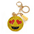 Yellow/ Red/ Black Crystal Smiling Face Keyring/ Bag Charm In Gold Tone Metal - 12cm L