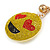 Yellow/ Red/ Black Crystal Smiling Face Keyring/ Bag Charm In Gold Tone Metal - 12cm L - view 2