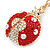 Red/ Ab Crystal Ladybug Keyring/ Bag Charm In Gold Tone Metal - 8cm L - view 2