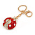 Red/ Ab Crystal Ladybug Keyring/ Bag Charm In Gold Tone Metal - 8cm L - view 3