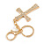Clear Crystal Cross Keyring/ Bag Charm In Gold Tone - 11cm L - view 3