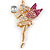 Clear/ Pink Crystal Fairy With Glass Ball Keyring/ Bag Charm In Gold Tone Metal - 11cm L - view 4