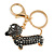 Hematite Crystal Badger-Dog Keyring/ Bag Charm In Gold Tone Metal - 7cm L - view 5