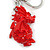 Red Crystal, Red Enamel Baby Dragon Keyring/ Bag Charm In Silver Tone Metal - 8cm L - view 3