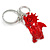 Red Crystal, Red Enamel Baby Dragon Keyring/ Bag Charm In Silver Tone Metal - 8cm L - view 4