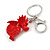 Red Crystal, Red Enamel Baby Dragon Keyring/ Bag Charm In Silver Tone Metal - 8cm L - view 5