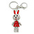 Clear/ Red Crystal Happy Easter Bunny Keyring/ Bag Charm In Silver Tone Metal - 10cm L - view 7