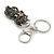 Hematite Crystal Kitty Keyring/ Bag Charm In Silver Tone - 11cm L - view 4