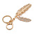 Clear Crystal Feather Keyring/ Bag Charm In Gold Tone Metal - 13cm L - view 5