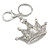 Clear/ AB Crystal Crown Keyring/ Bag Charm In Silver Tone - 10cm L - view 3