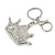 Clear/ AB Crystal Crown Keyring/ Bag Charm In Silver Tone - 10cm L - view 6