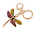 Multicoloured Crystal Dragonfly Keyring/ Bag Charm In Gold Tone Metal - 10cm L - view 3