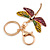 Multicoloured Crystal Dragonfly Keyring/ Bag Charm In Gold Tone Metal - 10cm L - view 4