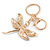 Multicoloured Crystal Dragonfly Keyring/ Bag Charm In Gold Tone Metal - 10cm L - view 5